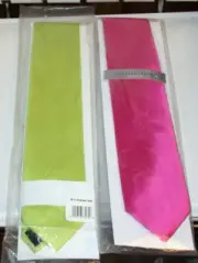 2 NEW ties, Geoffrey Beene, green, pink