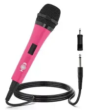 Singing Machine Pink Wired Dynamic Microphone for Karaoke Parties and Events