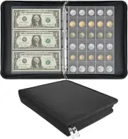 Coin Collectors Book Holder, 500 Pockets Fireproof Coins Collecting Album and...