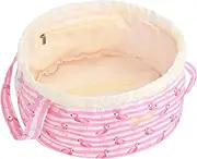 Mrsfox Large Barrel Drawstring Makeup Bag Travel Cosmetic Bag for Women - Portable Make Up Organizer Bag for Skin Care & Toiletries with Brush Holder & Pouch, Pink, Pure