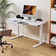 Luxsuite Electric Standing Desk Sit Stand Up Table Desktop Desk Motorised Height Adjustable Rising Tempered Glass Top Computer Office Sturdy Workstation USB & Type C 120x60cm White