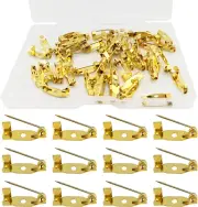 50 Pcs Brooch Pins, Safety Pins, Pin Badge Backs with Holes for Jewelry Crafting