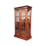 Solid Mahogany Wood Large Profile Cabinet Bookcase Antique Reproduction Style