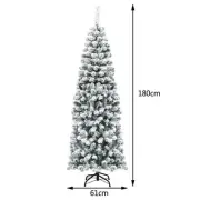 Snow Flocked Artificial Christmas Tree with Warm LED Lights, 1.4/1.8/2.27m