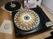 Psychedelic Fractal Eye Felt Record Player Turntable Slipmat Mat, Trippy Acid