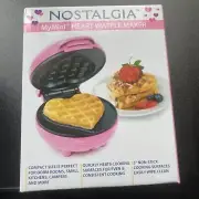 Nostalgia My Mini Heart Waffle Maker, Pink NEW