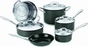 [Cuisinart] GG-10 GreenGourmet Hard-Anodized Nonstick 10-Piece Cookware Set Black