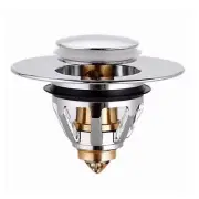 Stainless Pop-Up Basin Waste Slotted-Kit Bathroom Sink Click Clack Push Button f