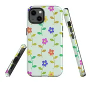 For Apple iPhone 13 Case, Armour Back Cover, Colourful Flowers