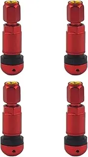 4X Bolt in Tire Valve Stem Cap Replaces Repair Parts Premium Tubeless Wheel Valve Stem with Dust Cap Easily Install, Red