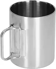 Grcfumo Stainless Steel Cup, Stainless Steel Coffee Mugs, Silver Coffee Mugs, Folding Design Exquisite Coffee Mug, Insulated Coffee Mug for Backpacking, Picnic and Tourism