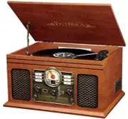 WB Victrola 6 in 1 Music Center Bluetooth CD 3 Speed Turntable AM FM Mahogany