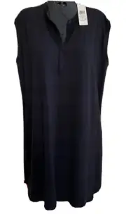 NWT Eileen Fisher Fine Tencel Jersey Mandarin Collar Ink Dress Size Small, $178