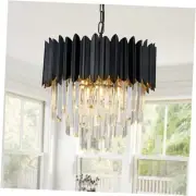 Black Modern Crystal Chandelier, Round Glass Pendant Luxury Chandeliers