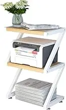Printer Stand 3 Tier Printer Stand Wood Metal Fixed Frame Office Desktop Fax Machine Scanner Shelf Desktop Storage Rack Printer Stand with Storage