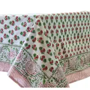 Kolka Mistletoe Hand BlockPrinted & Screen Printed Textiles Tablecloth Red