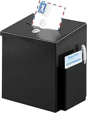 xydled Wall Mounted,Ballot&Donation Box with 50 Free Suggestion Cards,Metal Suggestion Box with Key Lock,Collection Box,Key Drop Box(Black),8.7"x 5.9"x7.1"inch