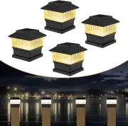 Involux Modern Solar Fence Post Cap Lights ( Waterproof, Black, 4 Pack)