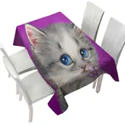 Cats Drawings Adorable Kitten Holding a Flower Tablecloth
