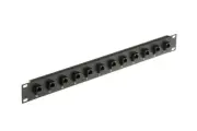 12 Port Cat5e RJ45 1RU Rack Mount Feed-Thru Panel - Lifetime Warranty