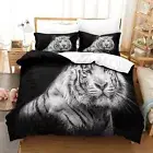 Cover Tiger 3D Print AnimalBedding Set White Tiger Microfiber Polyester