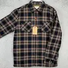 Weatherproof Vintage Fleece Sherpa Lined Shacket Men Medium Blue Mocha Plaid NEW