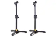 2PK Hercules Tripod Base Low Profile Short Microphone Straight Stand w Mic Clip