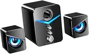 KICHOUSE High Volume 3.5mm Audio Interface Computer Speaker Speakers for Desktop Laptop Home Office Led Light Effect