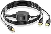 Vrllinking Printer Splitter Switch Cable | 2-Port Manual Selector Box | 1.5M/5ft Cable for Two Computers to One Printer