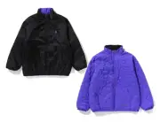A BATHING APE Men's LUX SPORT PATTERN & LINE CAMO QUILTED REVERSIBLE JACKET z