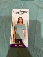 Nine West Flutter Sleeve Top Marina Bay XXL