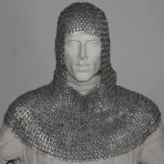 Medieval Mild Steel Chainmail Coif flat Washer Round Neck Larp Cosplay viking