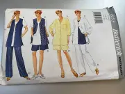 Butterick Pattern 3953 Ms Button Front Shirt~Vest~Top~Pull-on Shorts~Pants 6- 10