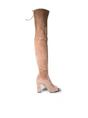 Beige Suede Over the Knee Boots