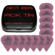12 x Dunlop Tortex Sharp Guitar Picks / Plectrums - 1.14mm Purple In A Pick Tin