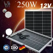 12V 250W Fixed Bifacial Solar Panel Kit Mono Generator Caravan Camping Charger