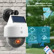 LED Solar Wall Light Motion Sensor Outdoor Security Fake Camera Remote Lamp