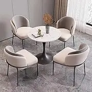 WTIWJY Round Table and Chair Set of 4 Negotiation Tables Sales Office Meeting Tables Office Tables Small Meeting Coffee Table for Home & Kitchen Living Room