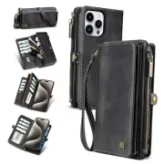 for Wallet Case(Holds Lipstick, Headphones, etc.),2-in iPhone 15 Pro Max Black