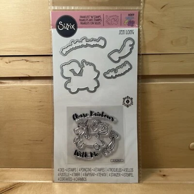 NEW Sizzix Clear Stamps & Framelits Die Set 662659 - Unicorn By Jen Long