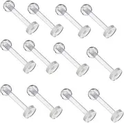 [VANTOBEST] 30PCS 16G 10mm Clear Plastic Lip Rings Lip Studs Lip Piercing Retainer Flexible Lip Ear Nose Eyebrow Tongue Studs Plastic Nostril Piercing Jewelry Retainer for Men and Women
