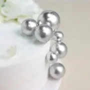 12 SILVER Faux Pearl Balls Cake Topper Picks Cupcake Decorations Wedding Home