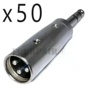 50 Pack - 3-Pin XLR Male to 1/4" 6.35mm Stereo Cable Microphone Mic TRS Adapter