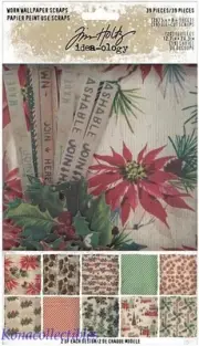 2021 Idea-ology Tim Holtz CHRISTMAS Worn Wallpaper 39 pcs New! Vintage