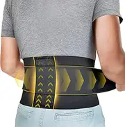 Bracoo Back Brace, for Lower Back Pain Relief, Lumbar Support Belt for Sciatica, Backache, Sprain, Workout, Sports, Posture Correction, with 4 Splints and Breathable Dual Adjustable Straps, BS33
