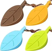 HNYYZL 4Pcs Door Stopper Wedge Finger Protector, Silicone Door Stops, Cute Colorful Cartoon Leaf Style Secure Flexible Decorative Finger Protector, for Home and Office(Green, Yellow, Blue, Brown)