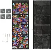 Satisyo Stuffed Animal Storage, Over The Door Organizer, 4 Mesh Pockets, Breathable Hanging Storage, Toddler Kids Toys Hammock, Nursery Bedroom Decor
