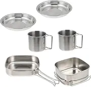 JOINPAYA 1 Set Outdoor Cooking Portable Picnic Cookware with Frying Pan Cups Handles for Camping and Hiking Activities Easy to Clean Store