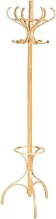Costway Coat Rack, Multifunction Coat Hanger with Umbrella Holder & 12 Hooks, Birch Clothes Stand of Environmental Grade w/ 360°Rotating Top Tier, Sturdy Triangle Construction(Oak, Red-Brown)