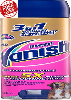 Vanish Preen Gold 3 in 1 Deep Cleaning Foam Carpet Cleaner, 600 Ml